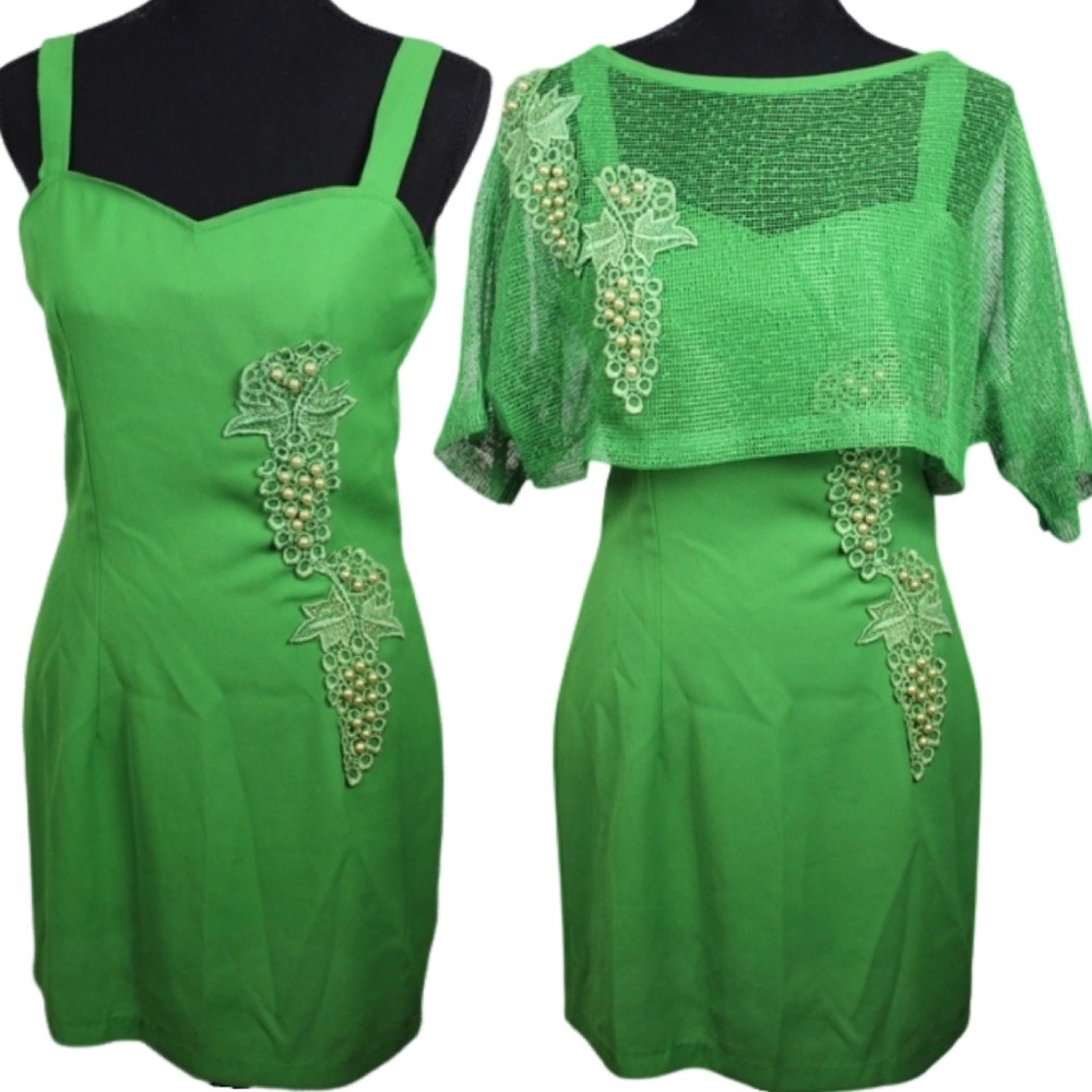 GREEN VINTAGE DRESS SET (2 PIECE)